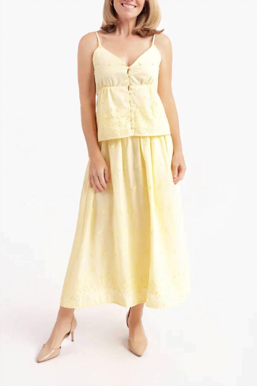 NEW SAGE THE LABEL women's eyelet maxi dress in yellow